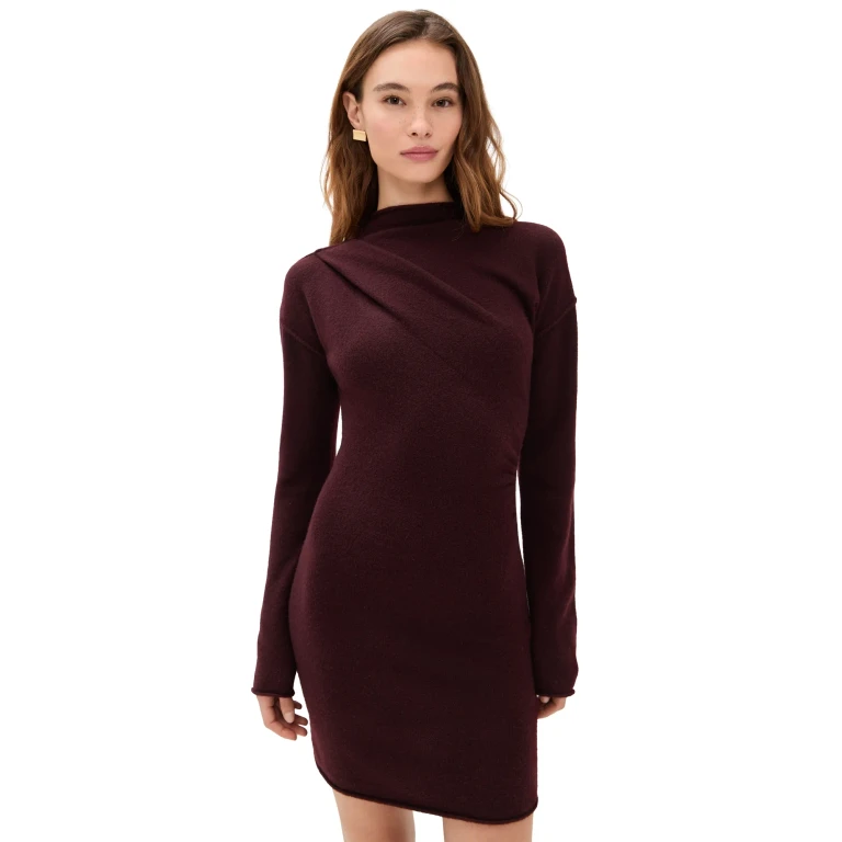 Helmut Lang Slouchy Plush Dress Burgundy S