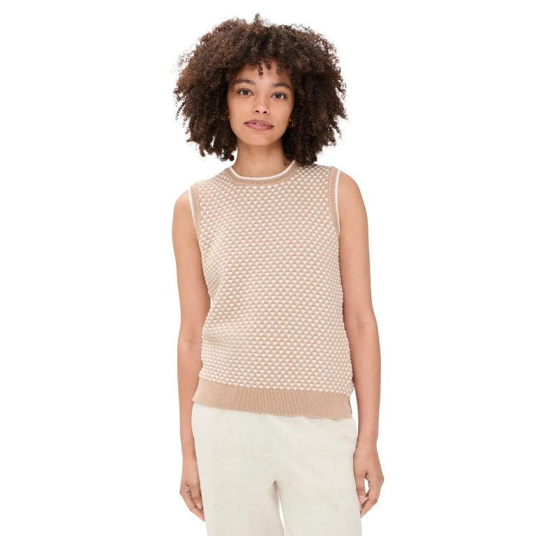 Varley Jenson Fair Isle Tank Top Light Taupe XS