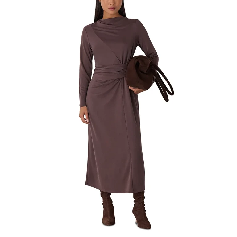 Whistles Petite Ruched Detail Midi Dress
