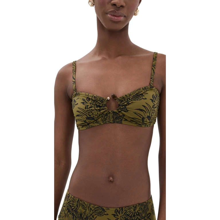 Ulla Johnson Corfu Bikini Top Olive Flora L
