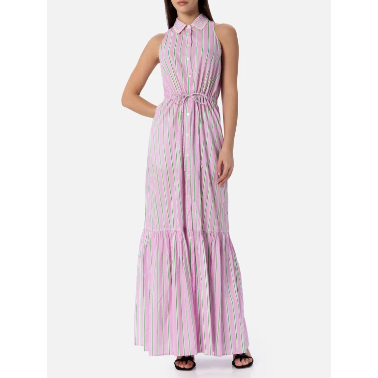 MC2 Saint Barth Ida Lilac And Orange Striped Long Dress