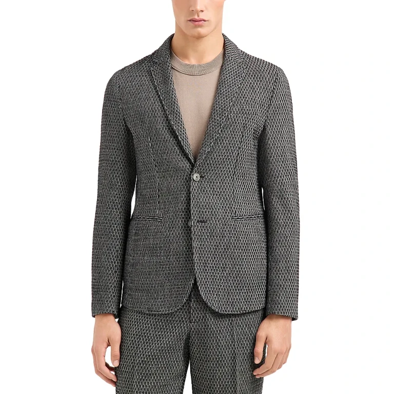 Emporio Armani Regular Fit Knit Pattern Single Breasted Blazer