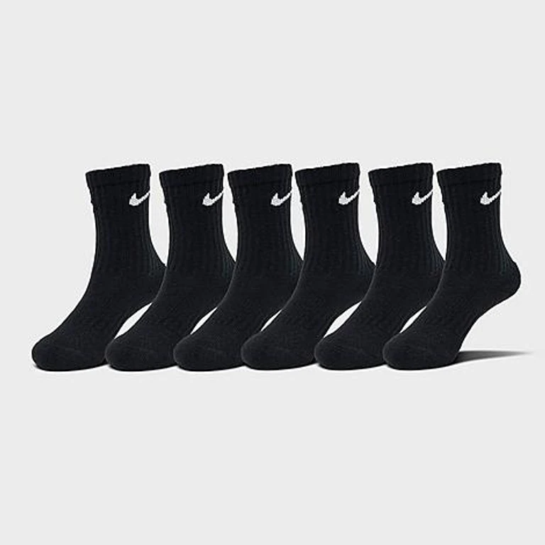 Nike Kids Toddler Dri-FIT Crew Socks (6-Pack) in Black Size: 4/5
