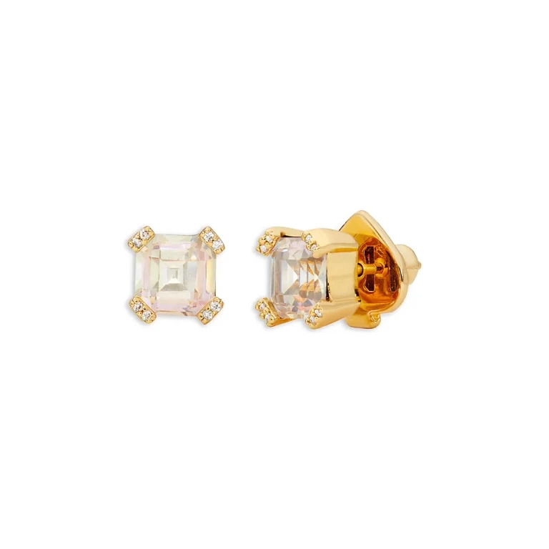 kate spade new york Dazzle Square Cubic Zirconia Stud Earrings in Gold Tone