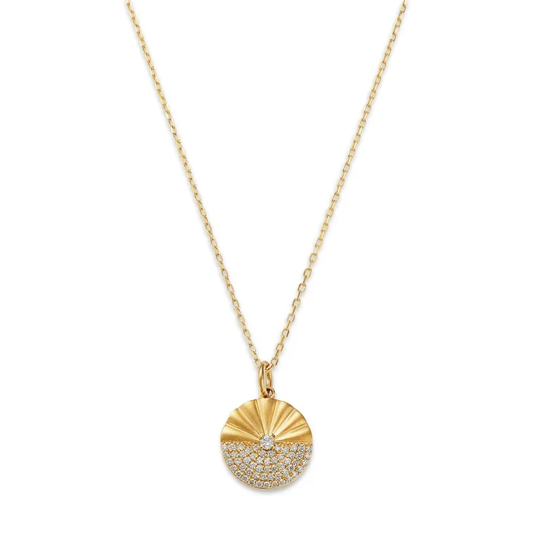 Diamond Disc Pendant Necklace in 14K Yellow Gold, 0.29 tcw