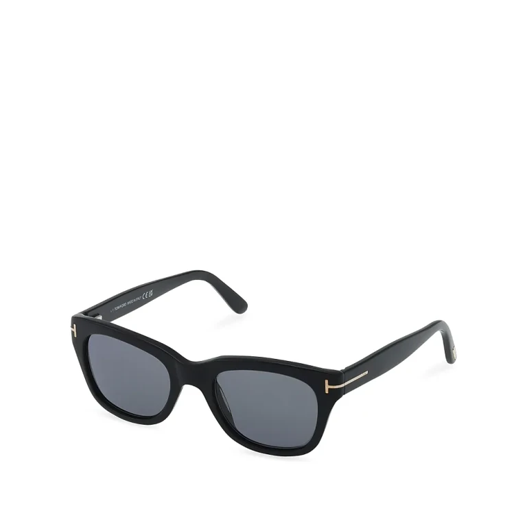 Tom Ford Black Polarized Geometric Sunglasses, 52mm