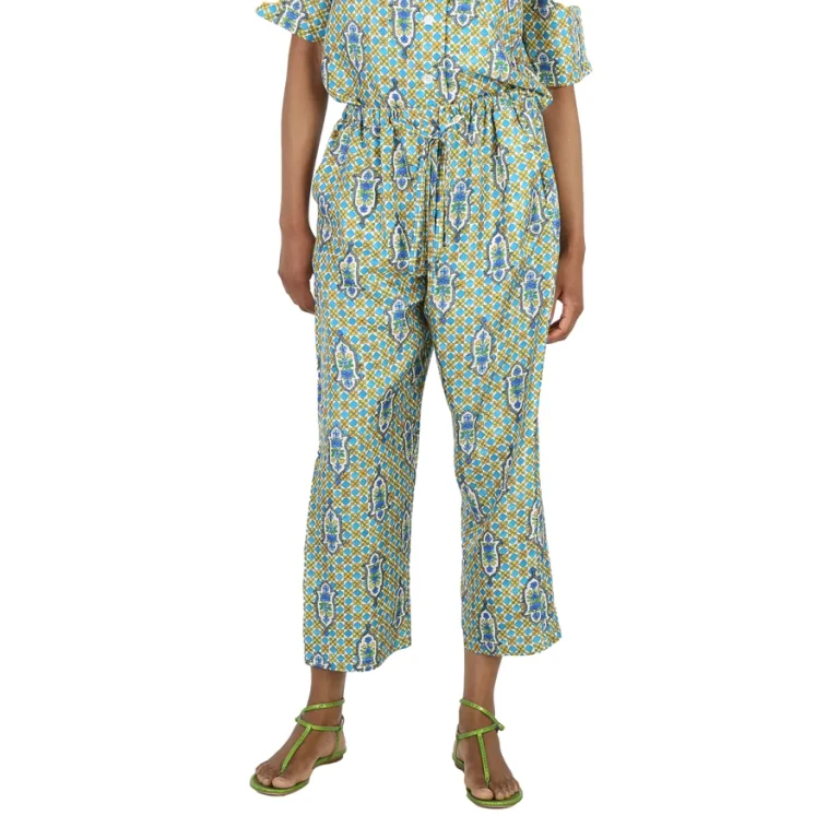 La Double J Ladies Santachiara Geometric-Pattern Palazzo Trousers