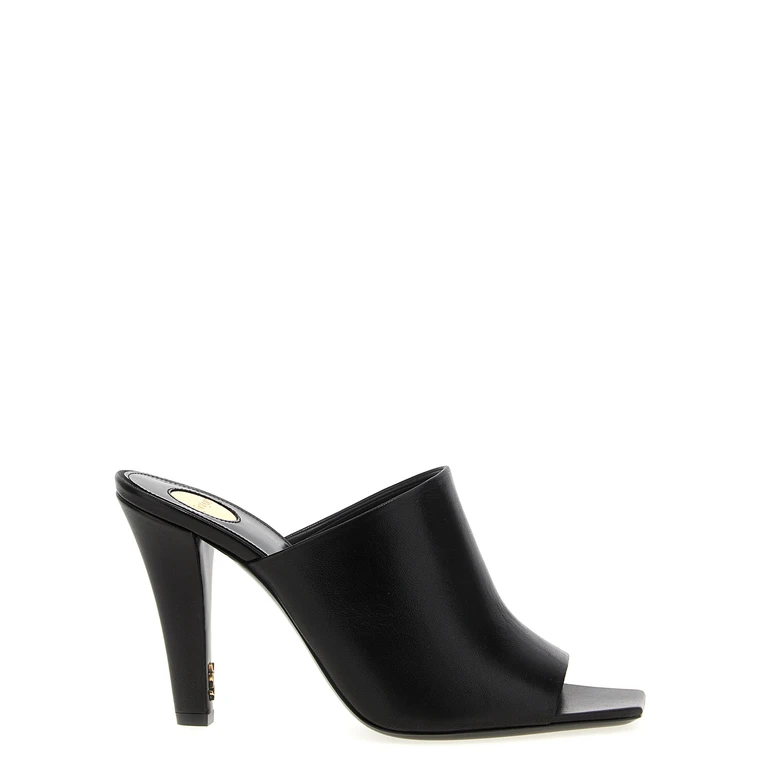 Saint Laurent Black Leather Stiletto Heel Sandals - Women