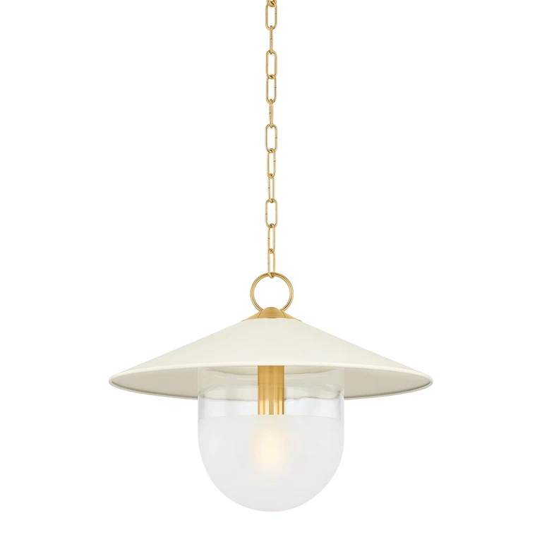 Aged Brass Soft Cream Pendant from the Ressi Collection