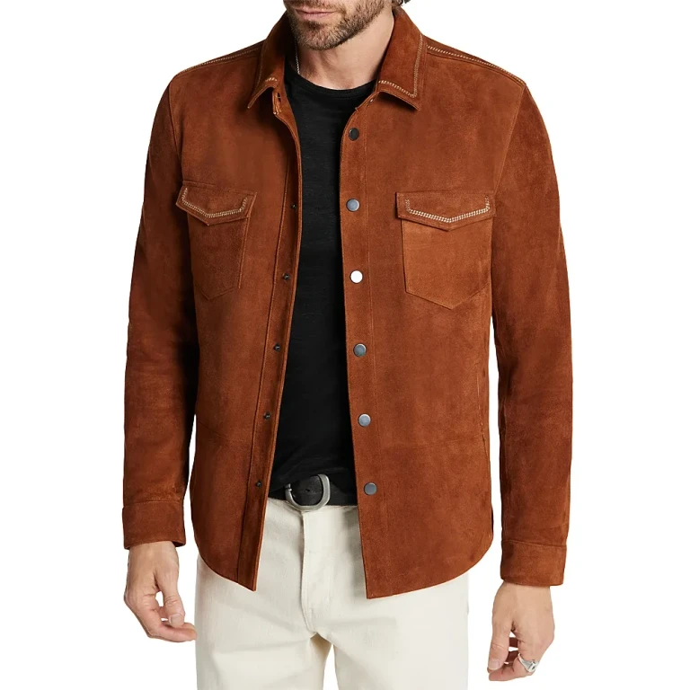 John Varvatos Emmons Regular Fit Suede Shirt Jacket