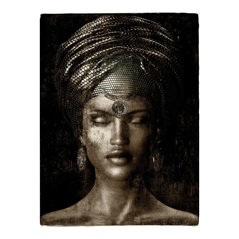 Woman With Headdress Artwork | Andrew Martin Glamour Girl Sepia 2