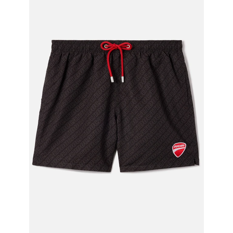 Mc2 Saint Barth Gustavia Swim Shorts With Ducati Print Special Edition Black Swimshort - Men