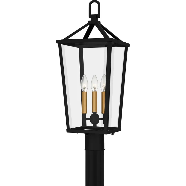 Matte Black Three Light Outdoor Post Mount from the Hull Collection