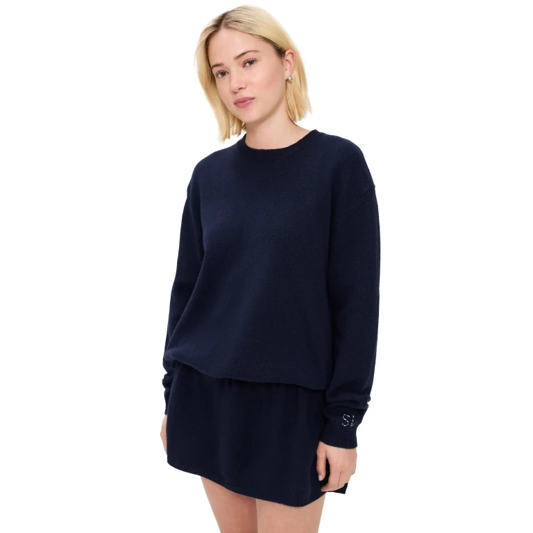 Sandy Liang Kazia Knit Dress Navy XL