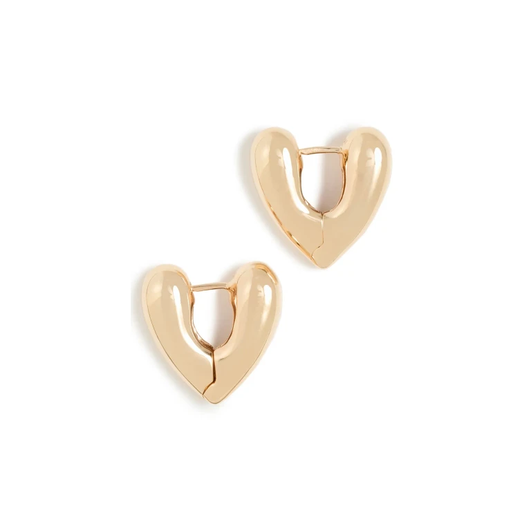 Annika Inez Small Heart Hoops Gold One Size