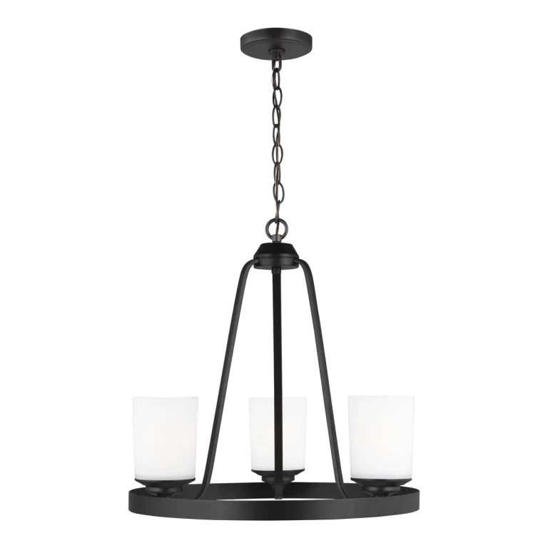 Sea Gull Kemal 3-Light Transitional Chandelier in Midnight Black - 3130703-112