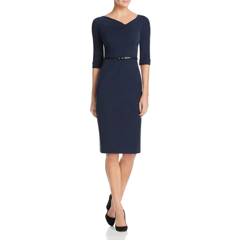 Black Halo Belted Sheath Dress