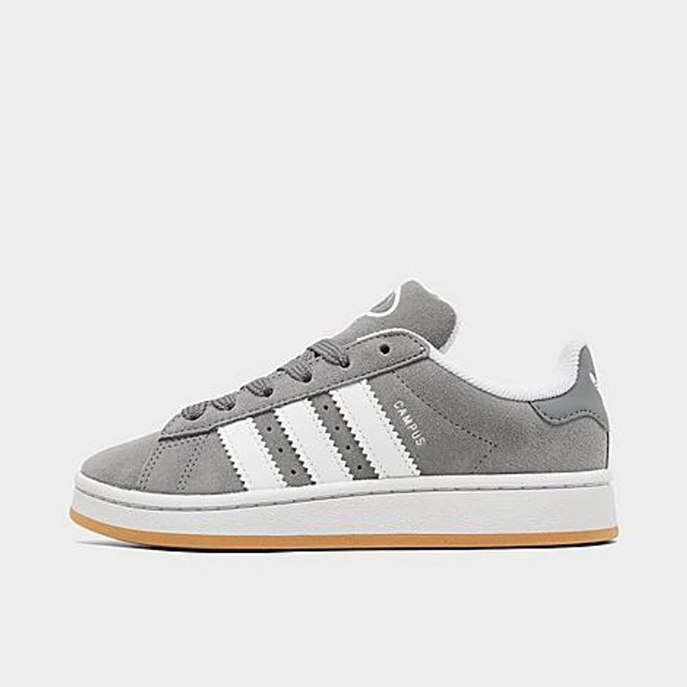 adidas Little Kids Originals Campus 00s Stretch Lace Casual Shoes in Grey/White/Gum Size: 10.5