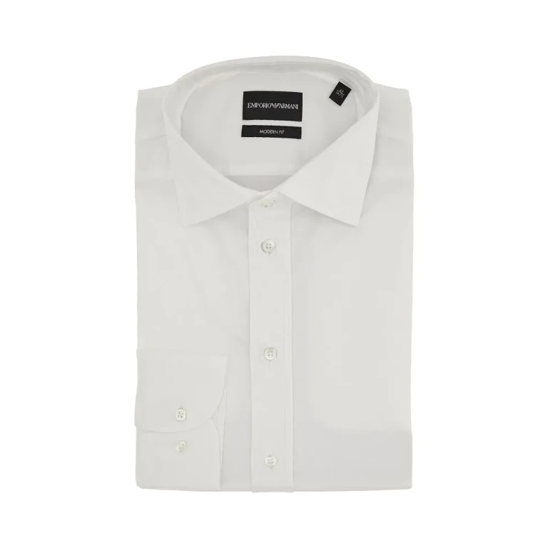 Camisa de hombre Emporio Armani en popelina elástica, corte moderno