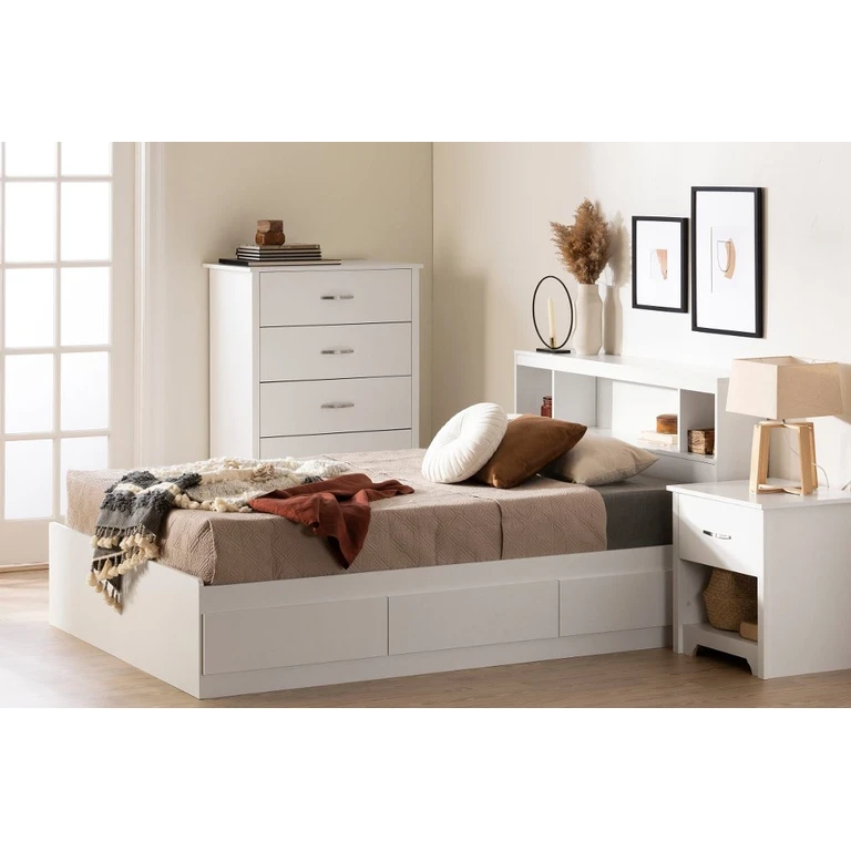 Fusion White Full Bed and Headboard Set - South Shore