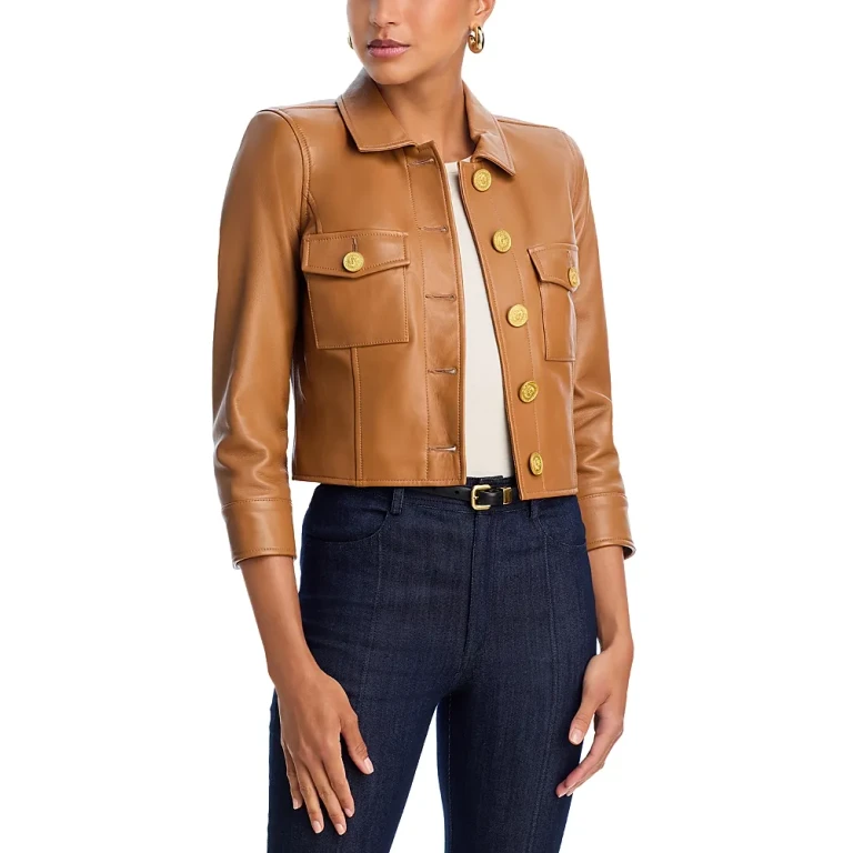 L'Agence Kumi Cropped Leather Jacket
