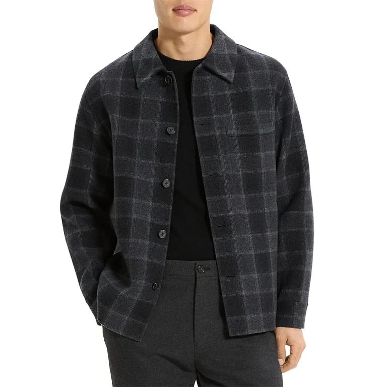 Theory Wool & Cashmere Check Overshirt