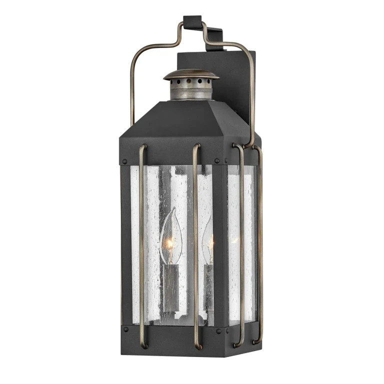 Textured Black LED Outdoor Lantern from the Fitzgerald Collection