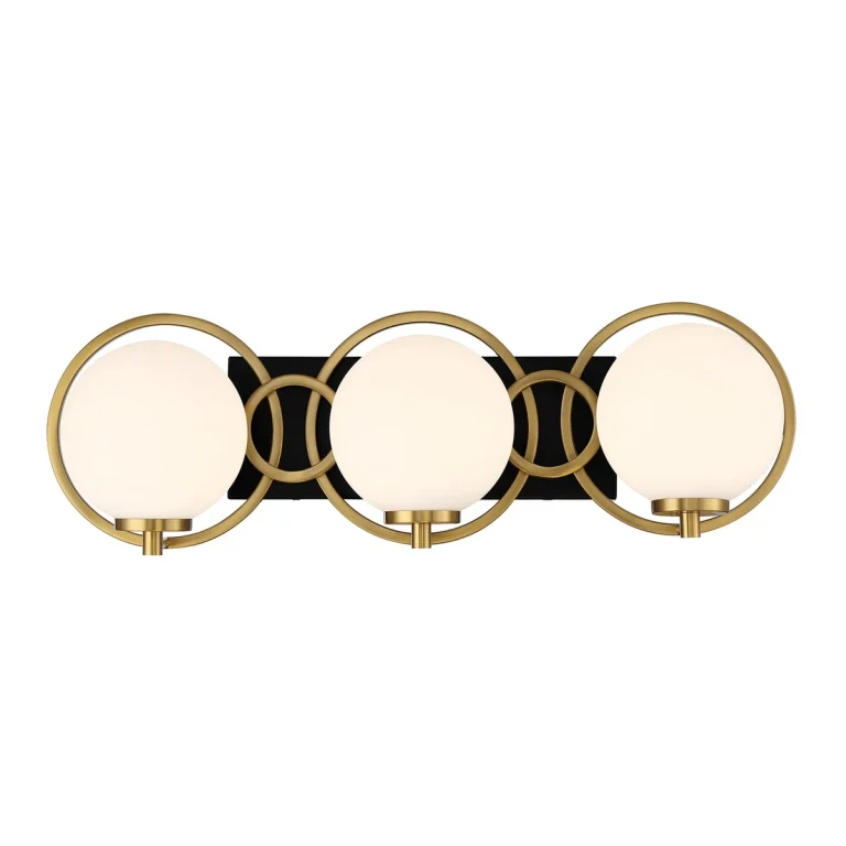 Alhambra 3-Light Bathroom Vanity Light in Matte Black with Warm Brass