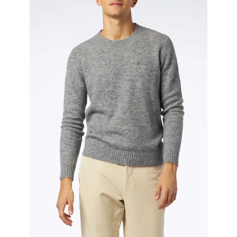 MC2 Saint Barth Heron Grey Mélange Stretch Wool Sweater