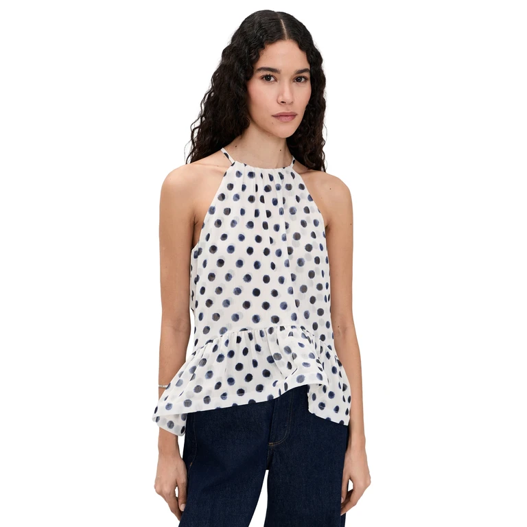 MISA Faith Chiffon Halter Top Polka Dot Sm Ch L