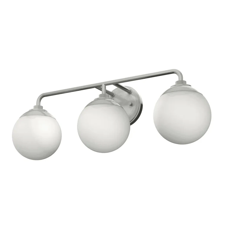 Brushed Nickel Three Light Vanity from the Hepburn Collection
