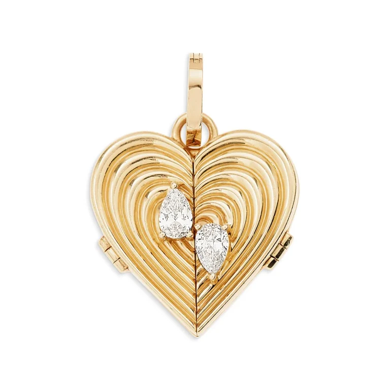 Adina Reyter 14K Yellow Gold Lab Grown Diamond Pear Groovy Locket Charm Pendant