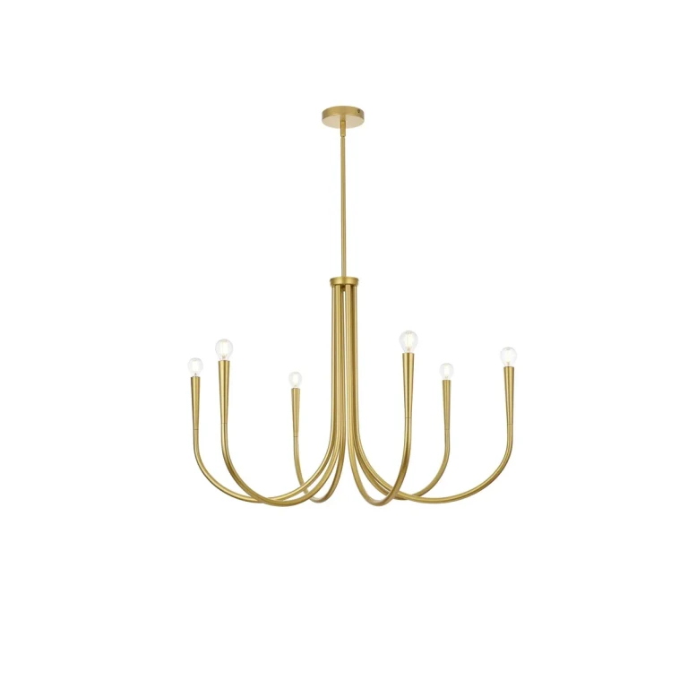 Brass Six Light Chandelier from the Layne Collection