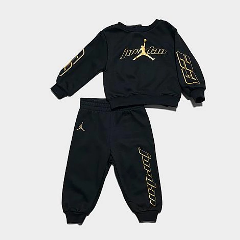 Jordan Infant Mountainside Crewneck Sweatshirt and Jogger Pants Set in Black/Gold Size: 12M