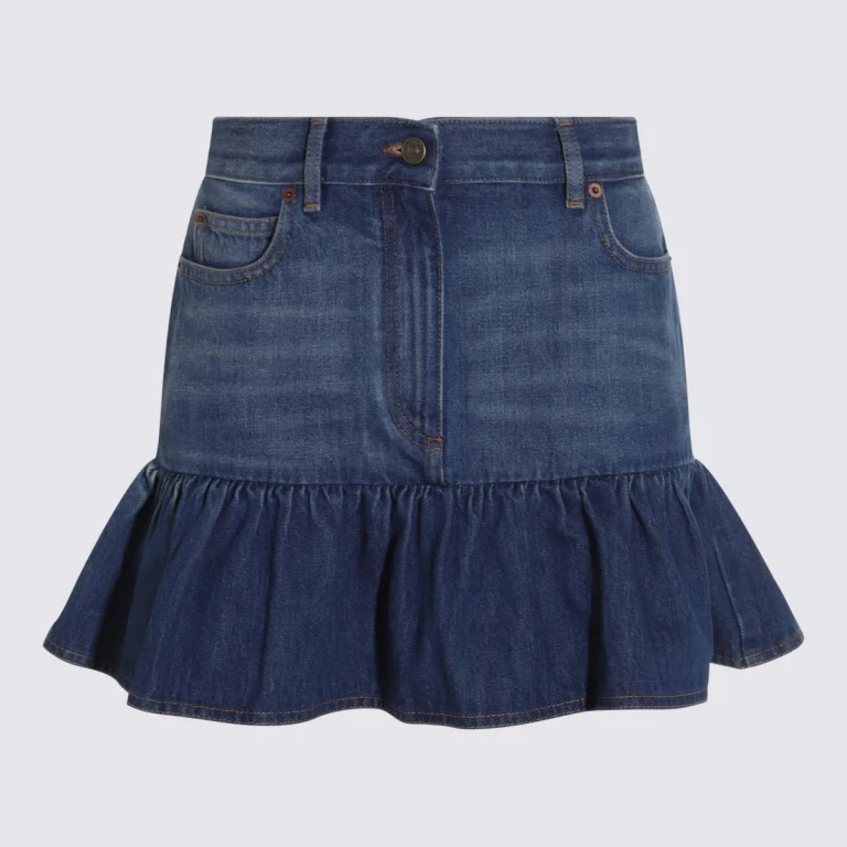 Valentino Blue Denim Cotton Skirt