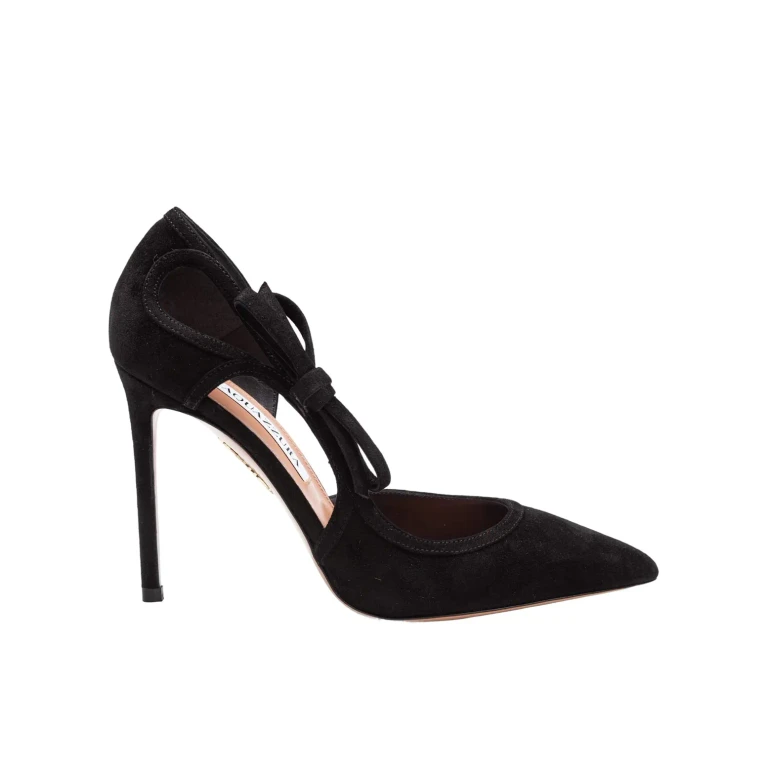Aquazzura Soave 105 Suede Pumps, Black