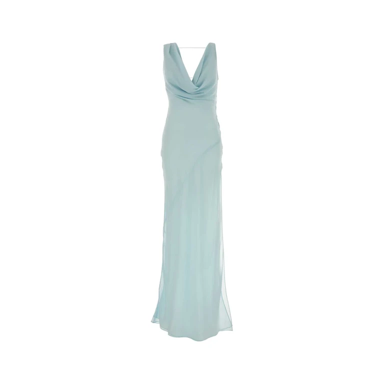 The Andamane Light Blue Stretch Georgette Minerva Long Dress Cielo Abiti - Women