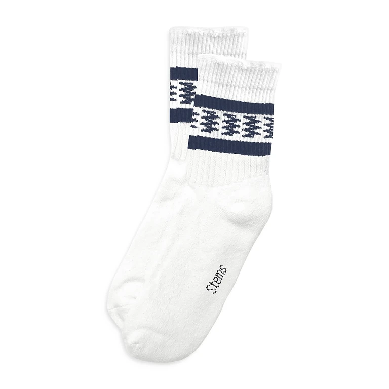 Stems Frayed Edge Striped Crew Socks