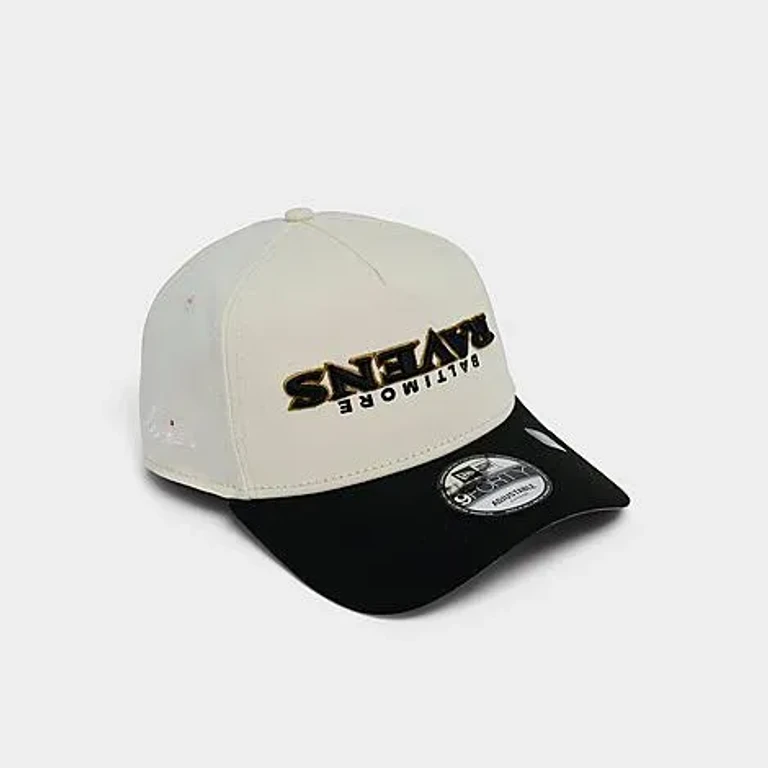 New Era Baltimore Ravens MLB Upside Down 9FORTY A-Frame Snapback Hat in Chrome/Black