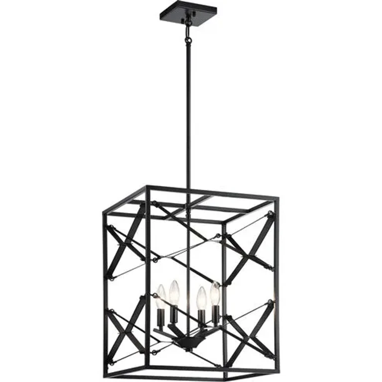 Sevan 4-Light Foyer Pendant in Black