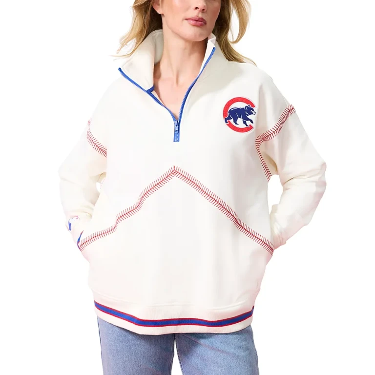 Terez Chicago Cubs Sugar Swizzle Baseball Stitch Sweatshirt