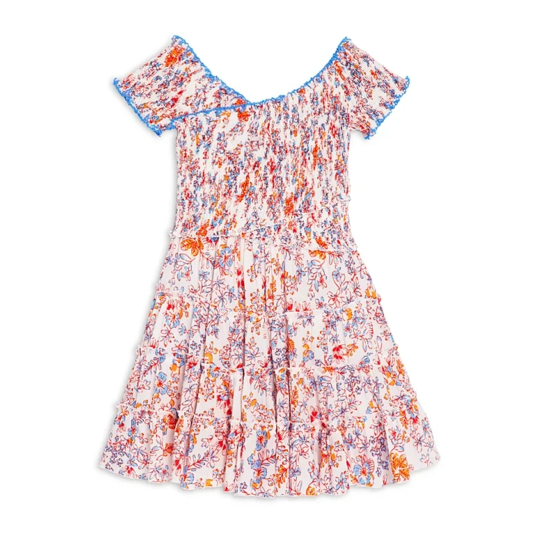 Poupette St. Barth Girls' Soledad Ruffled Smocked Mini Dress - Little Kid, Big Kid
