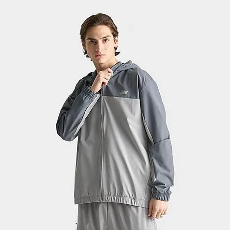 New Balance Men's Sport Essentials Woven Full-Zip Jacket in Grey Size: Small