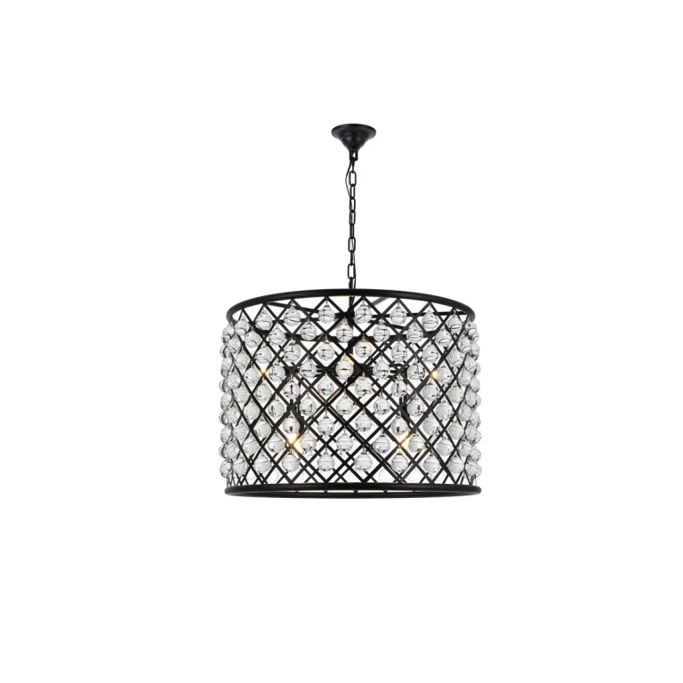 Matte Black Eight Light Chandelier from the Madison Collection