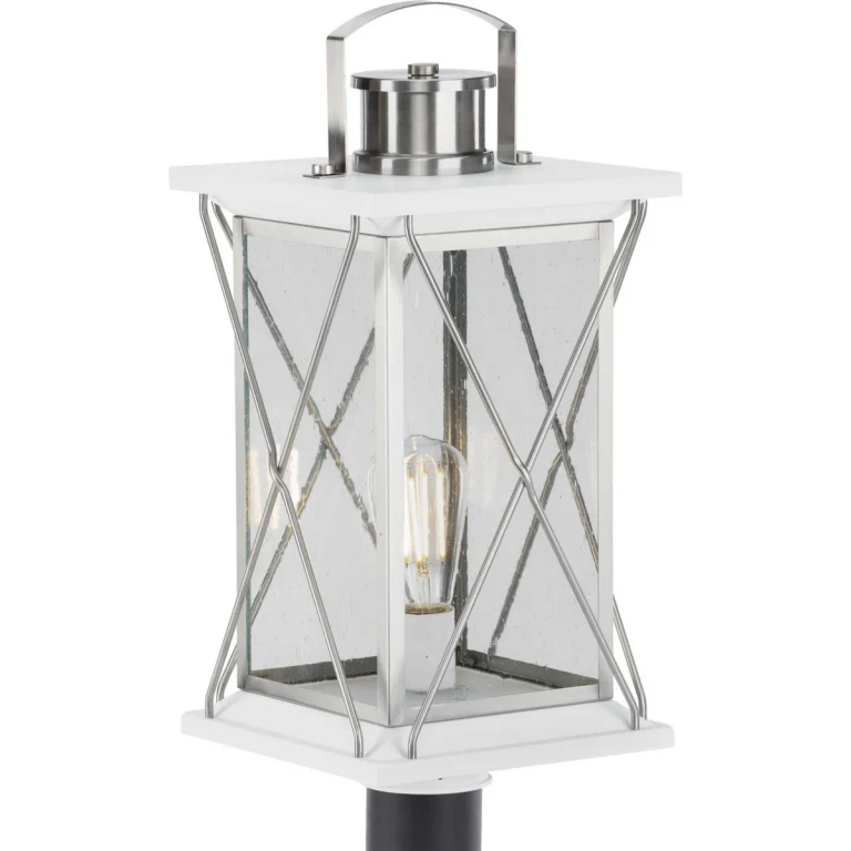 Stainless Steel One Light Post Lantern from the Barlowe Collection