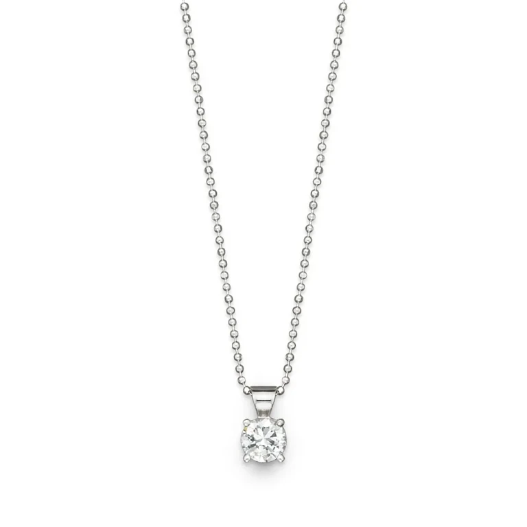 Diamond Solitaire Pendant in 18K White Gold, 0.30 tcw