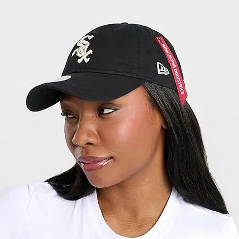 Women's x Alpha Industries Chicago White Sox MLB 9TWENTY Strapback Hat in White/Black