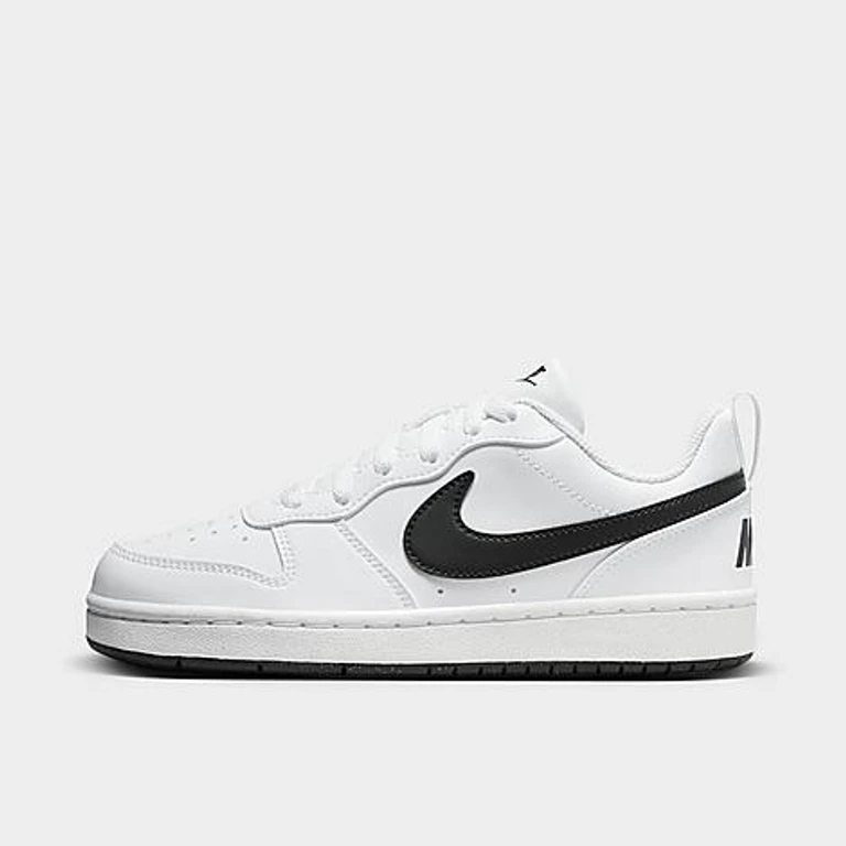 Nike Big Kids Court Borough Low Recraft Casual Shoes in White/Black Size: 3.5