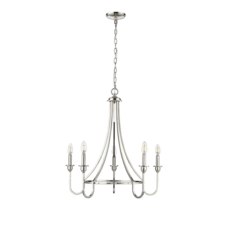 Polished Nickel Five Light Chandelier from the Artemis Collection