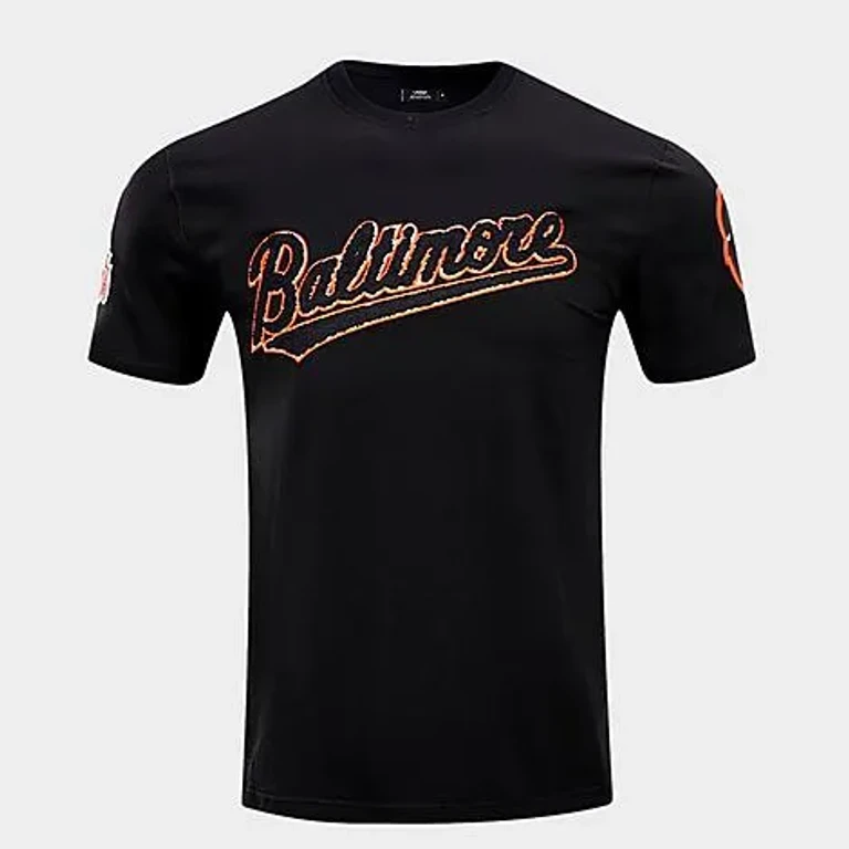 Pro Standard Men's Baltimore Orioles MLB Chenille T-Shirt in Black Size: Small